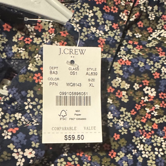 J. Crew Navy Floral Men's Shirt - Picture 2 of 2